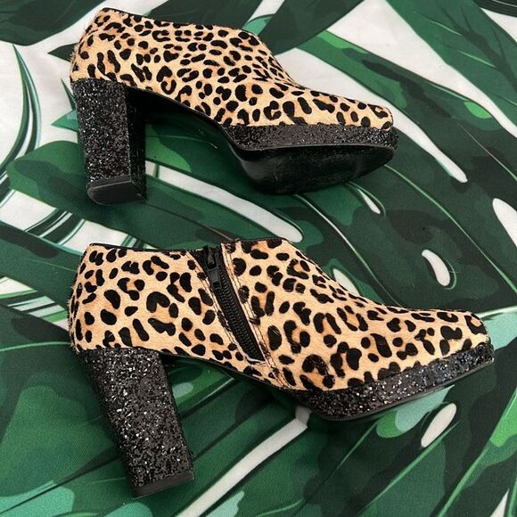 Shoes of Prey brown and black animal print booties with sparkle heels - Picture 7 of 11